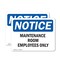 Signmission Maintenance Room Employees Only, 5 in W x Rectangle, Vinyl Decal OS-2PACK-NS-D-35-L-14109 - alternate 1